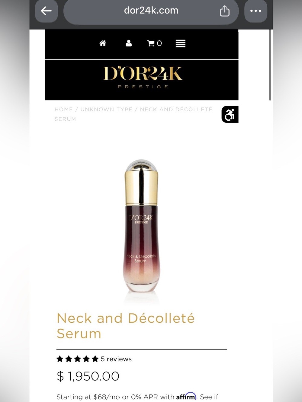D’OR24K Neck & Decollete Serum 1.35 Fl. Oz. New In Box
